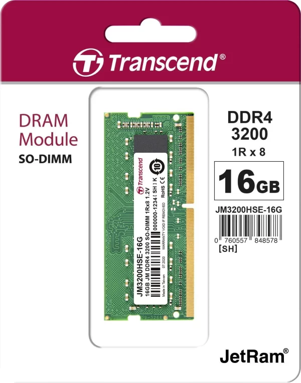 Transcend Jet Memory 16GB DDR4-3200 Notebook Ram - Image 2